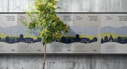 graphic design of a street sign ad to announce the new service and brand image