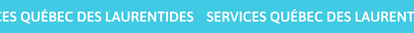 Turquoise event banner with the words “Services Québec des Laurentides” in white letters, repeated across the entire width.
