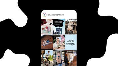 Visuel illustrant la campagne numérique Meta conçue par Erod pour Lait Charbonneau, combinant stratégie, performance et créativité sur les plateformes sociales.
