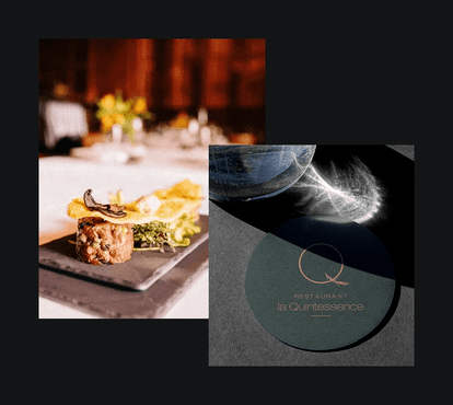 Tartar served at Tremblant's La Quintessence restaurant, accompanied by one of the restaurant's coasters.